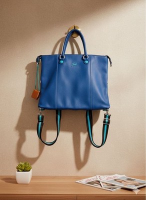Gabs 3WAY Leather Tote Backpack Shoulder Bag Royal Blue Italy Unused