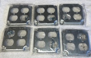 Lot Of 6 UMI 2 Gang Steel Duplex Outlet Covers With Hardware
