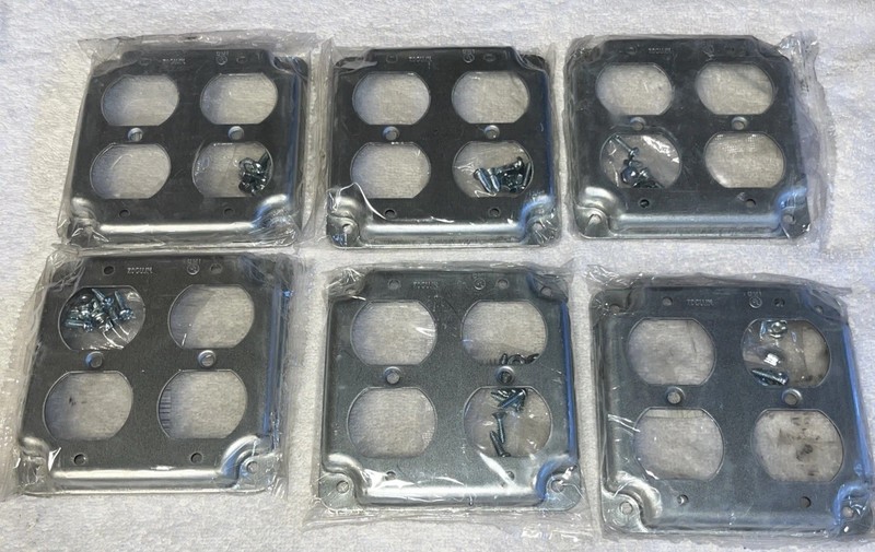 Lot Of 6 UMI 2 Gang Steel Duplex Outlet Covers With Hardware