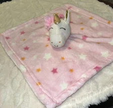 Luvable Friends UNICORN Lovey Plush Pink with Stars Security Blanket Baby 14 in