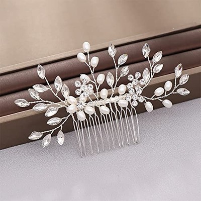 Wedding Hair Comb Pearl Bride Headpieces Rhinestone Bridal  display picture 1