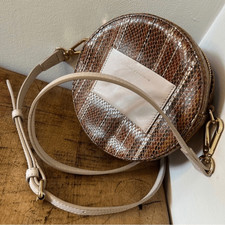 boho round crossbody Black Embossed Leather Round Canteen Crossbody Bag with Tassel — listing 4