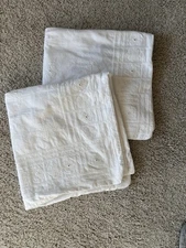 PR. White Embroidery/W Sparkles Euro Pillow Shams Cotton Global Caravan COTTAGE