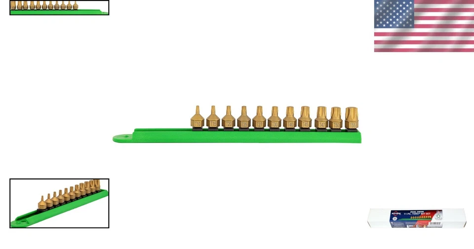Versatile 11-Piece Titanium Coated Torx Drive Bit Set for Mechanics and DIYers - Image 2 of 4