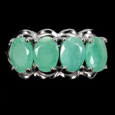 925 Sterling Silver Ring Oval Emerald 7x5mm Natural Gemstone Jewelry Size 7
