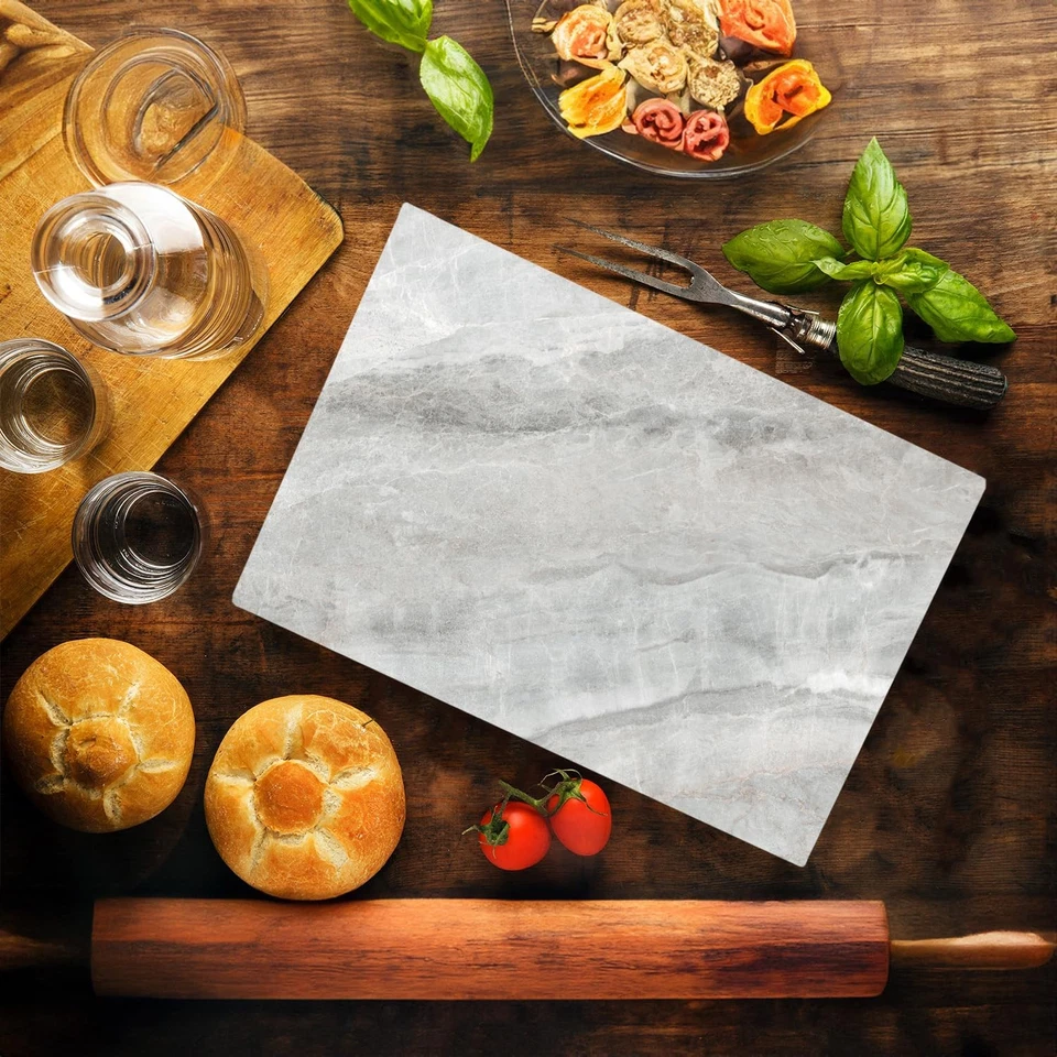 Tábua de corte de vidro de cozinha mármore cinza oceano presente decorativo granito marmoreado... - Imagem 2 de 4