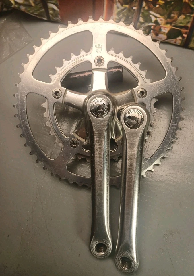 Juego de bielas Sugino GT TIPO K plato corona 52/36t 170 mm 110BCD con tapas BMX carretera Foto 2 de 4