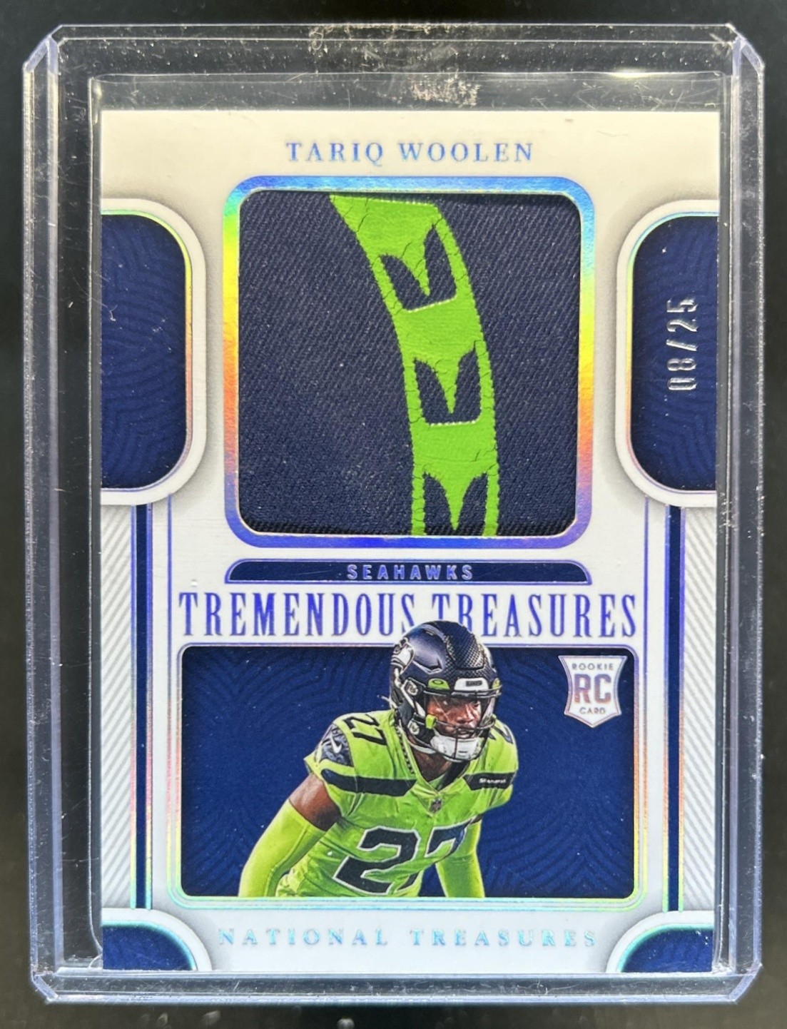 Tariq Woolen Panini National Treasures Tremendous Treasures Rookies Material #TWO Holo Silver