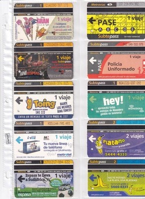 LOT of 50 subway/bus passes - Buenos Aires, Argentina Metro System
