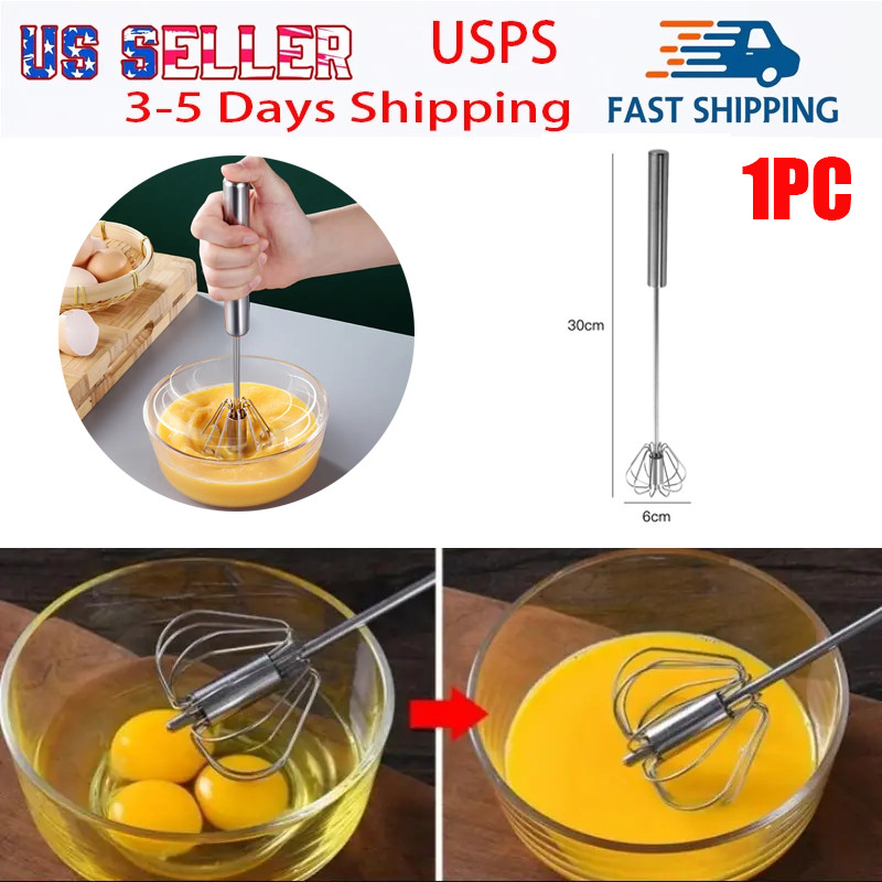 Semi-Automatic Egg Whisk Hand Push Egg Beater Stainless Steel Blender Mixer Tool