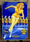 VINTAGE 1957 DATED VEEDOL MOTOR OIL SKATER ROLLER DERBY PORCELAIN SIGN