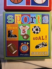 3pc~Wall Sports Art~  9” X 9”~Football ~Soccer ~Baseball ~Basketball ~ VGC