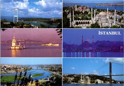 Istanbul Turkey Fatih Sultan Mehmet Bridge Scenic Multiview Landmarks Postcard