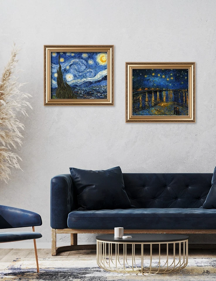 DECORARTS- Starry Night &Starry Night Over the Rhone, Framed Canvas Wall Art Set - Image 2 of 4