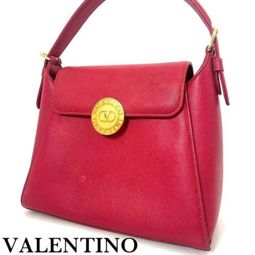 Valentino Garavani Top Handle Bag Pink Faux Leather Medallion Gold Clasp Japan