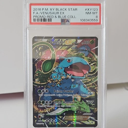 Pokémon Venusaur EX XY123 Full Art Promo Holo PSA 8 XY Black Star Red & Blue