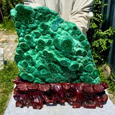25.5LB Natural Glossy Malachite Cat Eye Quartz Crystal Mineral Specimen Gemstone