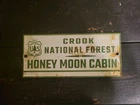 Vintage US Forestry Service Porcelain Sign 1951 Crook National Forest Honey Moon