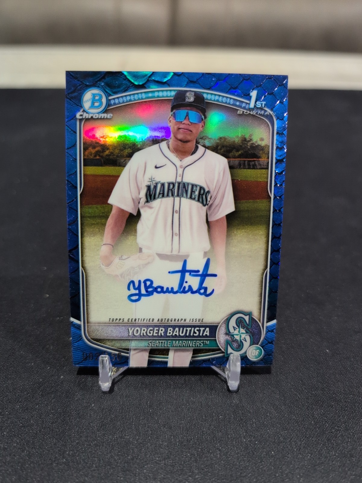 2025 Bowman Chrome Yorger Bautista Blue Reptilian Auto /150 Bowman 1st Mariners 