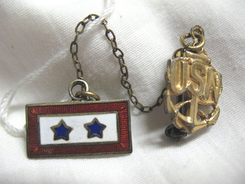 WWII US Navy Chief Petty Officer Sweetheart & Blue Star Famiily Pin Set Sterling