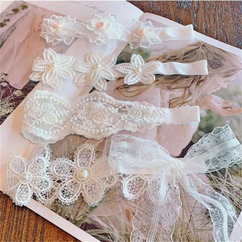 Мягкий эластичный Baby девочек бант узел цветок обруч для волос группы комплект подарок новорожденного - Изображение 2 из 4