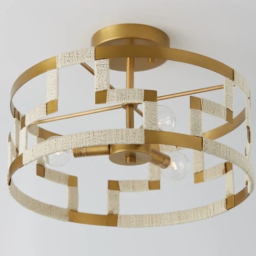 Capital Lighting 241031 Hala 3 Light 15"W Semi-Flush Drum Ceiling - Bleached - Picture 4 of 5