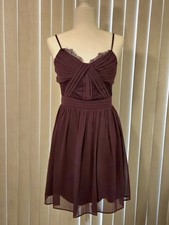Elegant Windsor Dark Plum Lace Trim Dress with Spaghetti Straps NWOT Sz 5