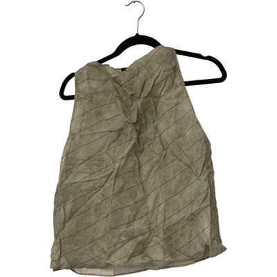 Massimo Dutti Womens Blouse Halter Top M Tan Striped Sleeveless 5744/850 NWT