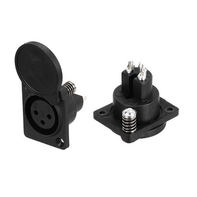 2pcs 3 Pin XLR Female Jack Socket, Microphone Adapter Audio Panel Mount,Black