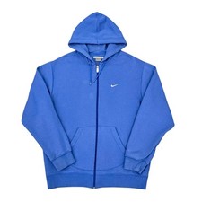 VTG Y2K Nike Mini Swoosh Hoodie Full Zip Mens Large Faded Blue Sweatshirt Travis