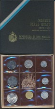 San Marino: 1973 UNC 8 Coin Mint Set w Silver 500 Lire, in original packaging 