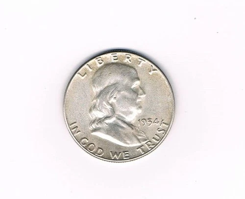 1954 Franklin Half Dollar.  Extra Fine + condition. 90% silver. Inv#130