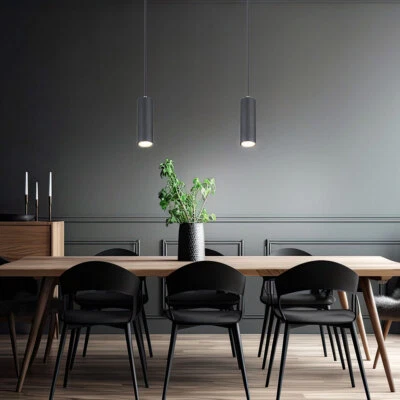 Pendelleuchte Hängelampe Esszimmerleuchte schwarz-matt Metall GU10 Wohnzimmer 2x - Bild 1 von 4
