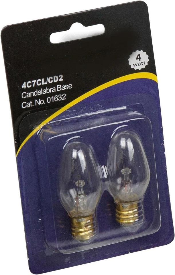 4Pack 4W C7 Light Bulb, Clear Glow, Small Night Light, E12, 120V - Image 2 of 2