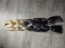 Kanekalon Jumbo Braiding Hair 24" Extensions - Blond, Gray/Black - Pack of 2