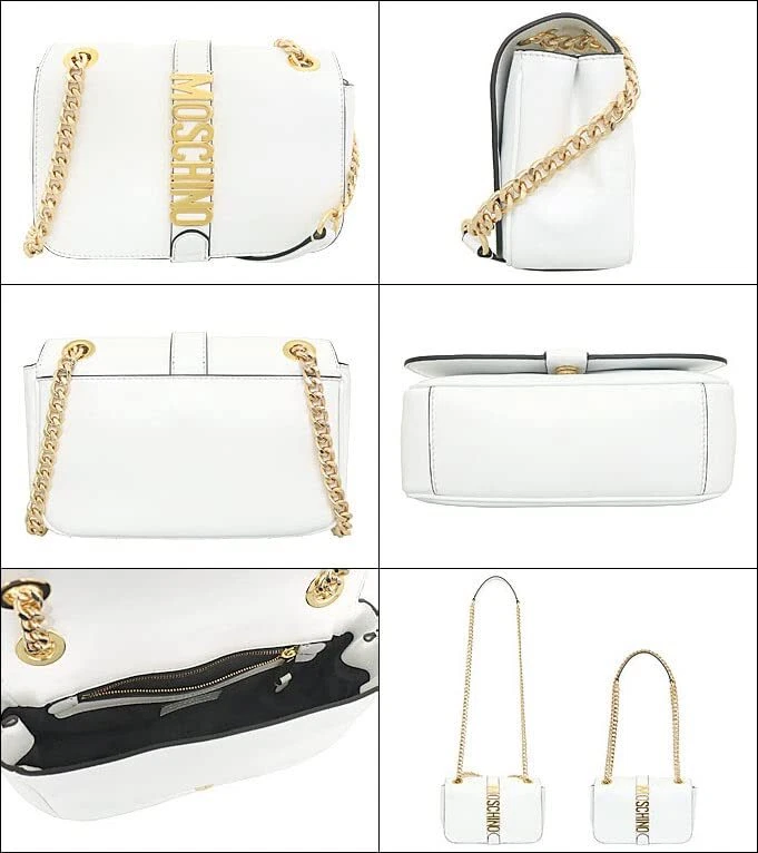 Moschino logo-lettering leather shoulder bag - White