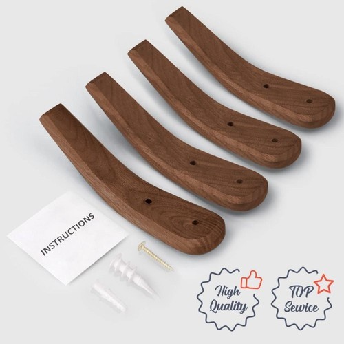 4Pack Wall Mounted Wood Hooks Mid Century Modern Cute For Hanging|Hat|Cap