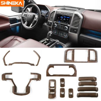 Wood Grain Full Set Interior Decoration Trim Cover Kits Fits 2015-2020 Ford F150