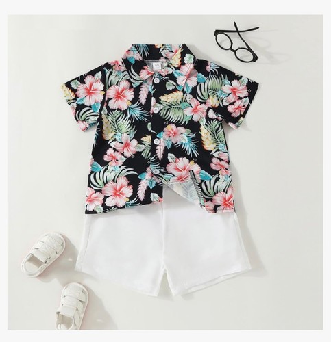 Boys Warm up Suits Set Size 8 Toddler Boys Short Sleeve Floral Prints T Shirt