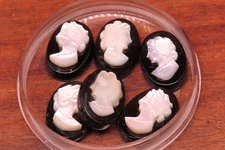 Cameo Mother Of Pearl Onyx Finding 4 PCS 14 x 10 mm Loose Gem Vintage 61-14