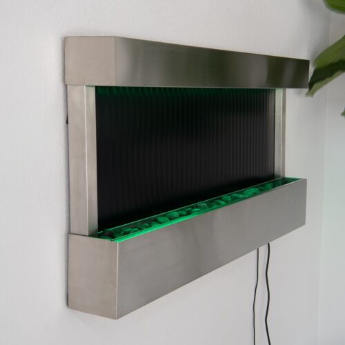 Xbrand Mirror Waterfall Fountain 47.1" Wall-Mounted Indoor w/ Pump + Led Lights