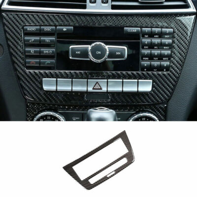 Real Carbon Fiber Central Volume CD Switch Panel Trim For Benz C-Class 2011-2014