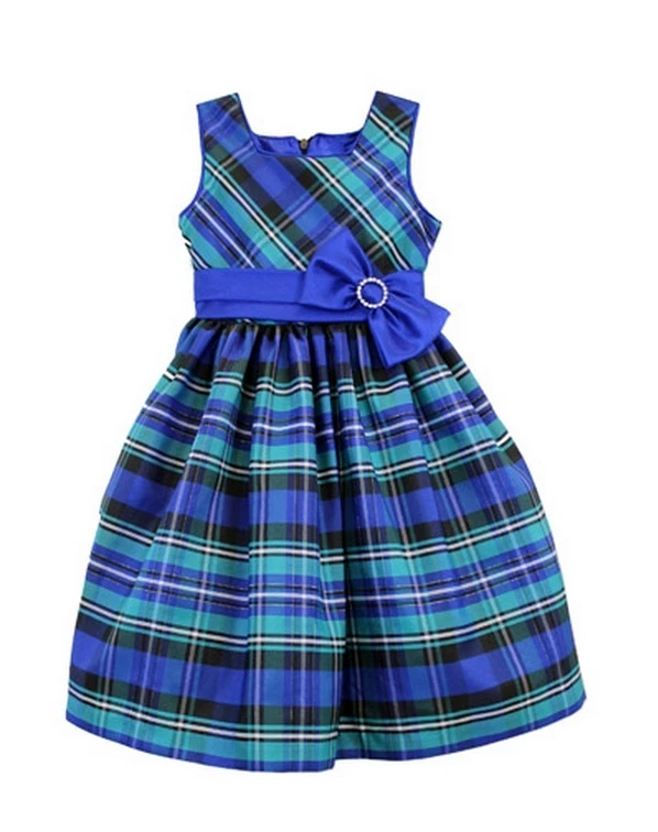 Новый Jayne Copeland девочек платье синий тафта клетку бант пояс вечеринки свадьбы размер 4 5 - Изображение 3 из 4