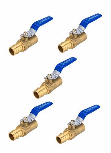 EFIELD 5 PCS Pex-A Expansion 3/4 " X 3/4" Sweat Full Port Brass Ball Valve
