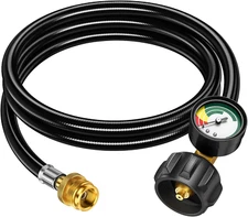 6FT Propane Hose Adapter 1lb to 20lb w Gauge Converter for Weber Coleman Griddle