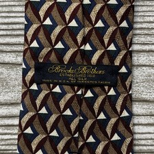 Brooks Brothers Abstract Geometric Print Tie 100% Silk 56” Length Made In USA