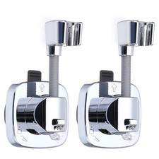 2Pcs 360 Suction Cup Shower Head Holder Square No Drill for Bathroom, Silver