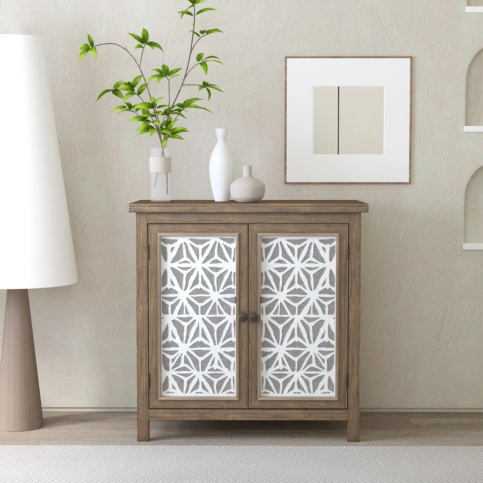 Gabinete de almacenamiento rústico natural envejecido de 32 pulgadas gabinete de campo francés de madera maciza Foto 2 de 4