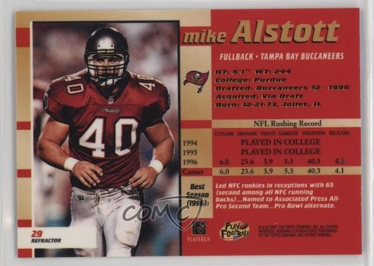 1997 Bowman's Best Refractor Mike Alstott #29 - Image 2 of 2