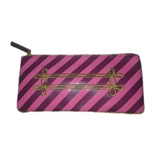 MAC Nutcracker Sweet Makeup Cosmetics Brush Bag, Burgundy Striped Carry Pouch